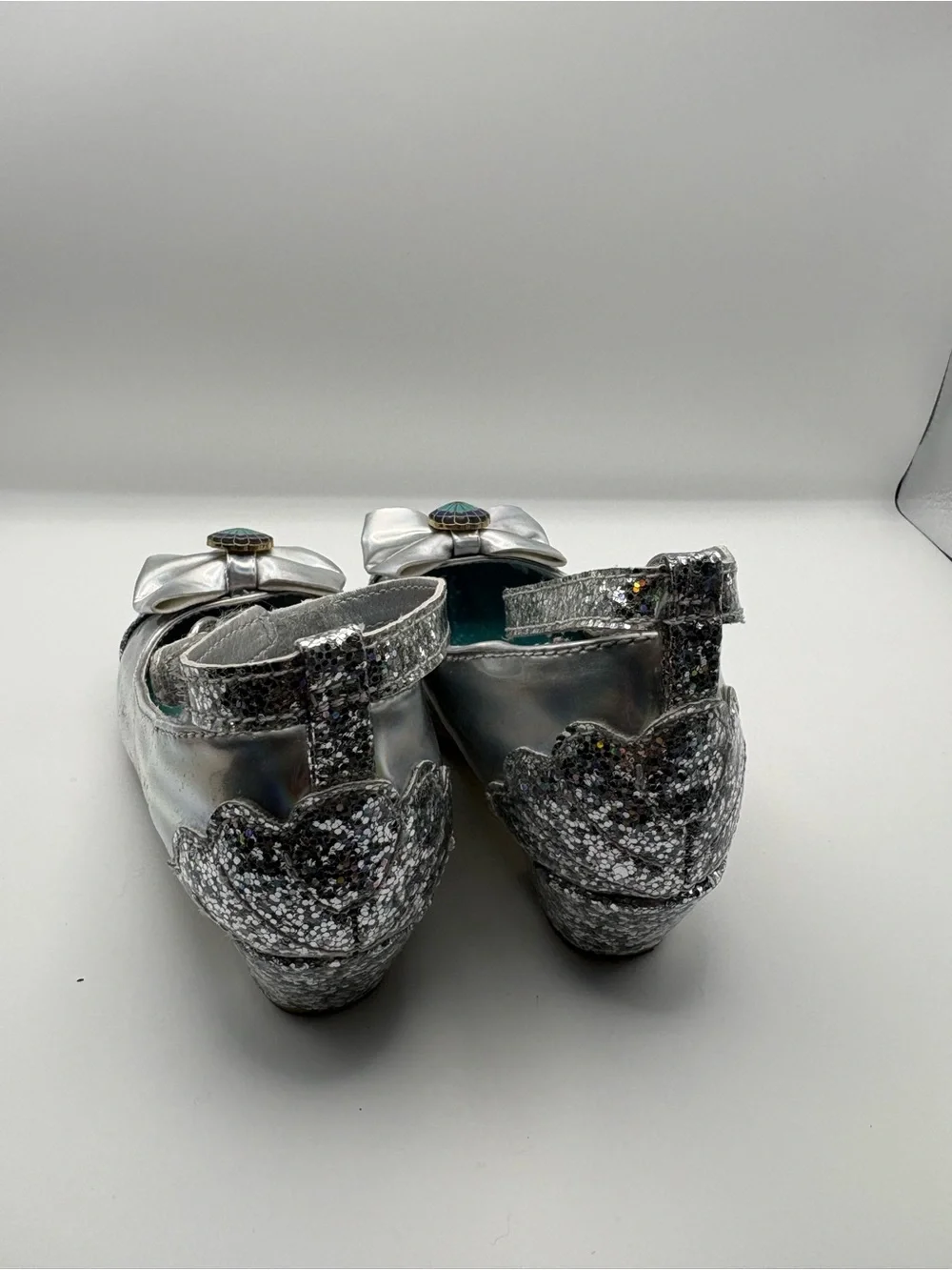 Disney Silver Glitter Mermaid Dress Shoes with Shell Bow